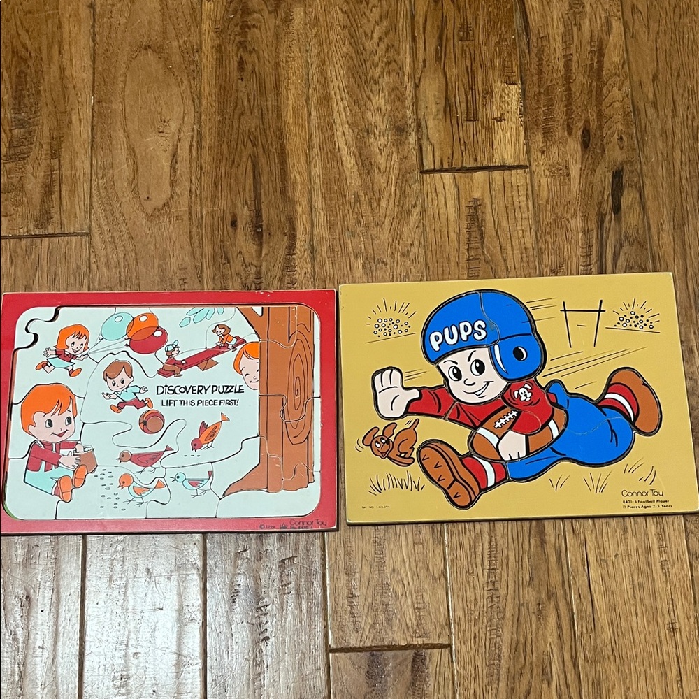 VINTAGE CONNOR TOY WOODEN PUZZLES LOT OF 2